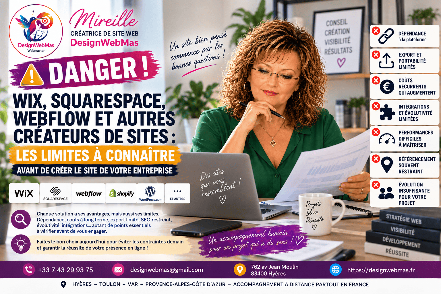 Wix, Squarespace,Webflow les risques à connaître DesignWebMas