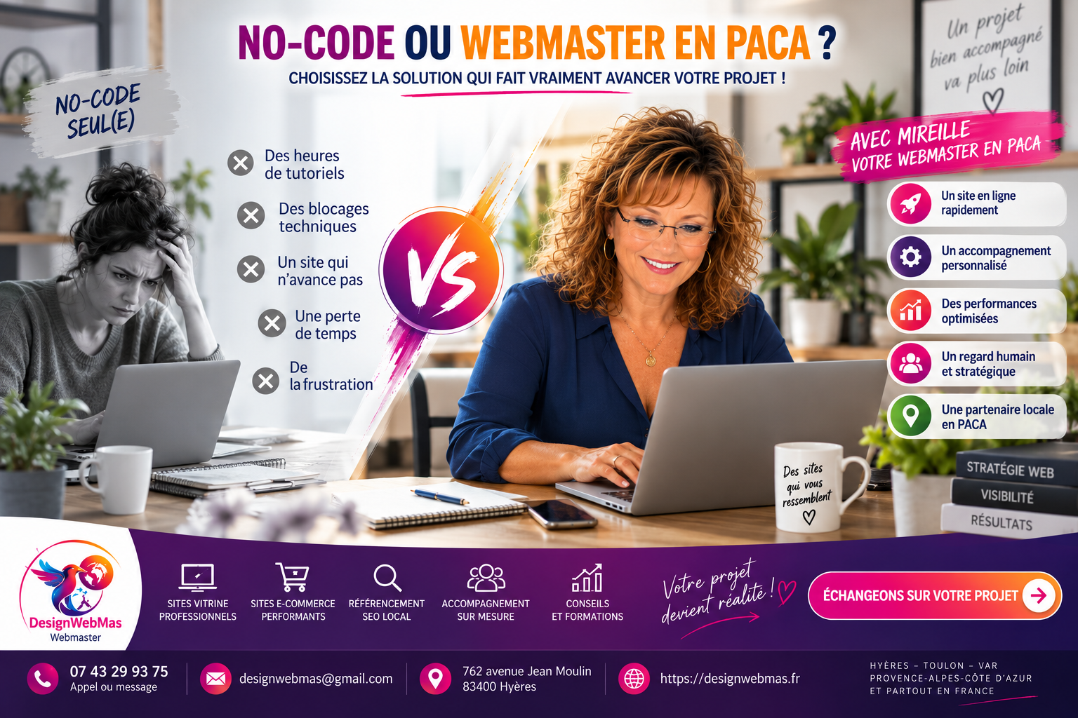 No-code ou webmaster à Hyères, Designwebmas