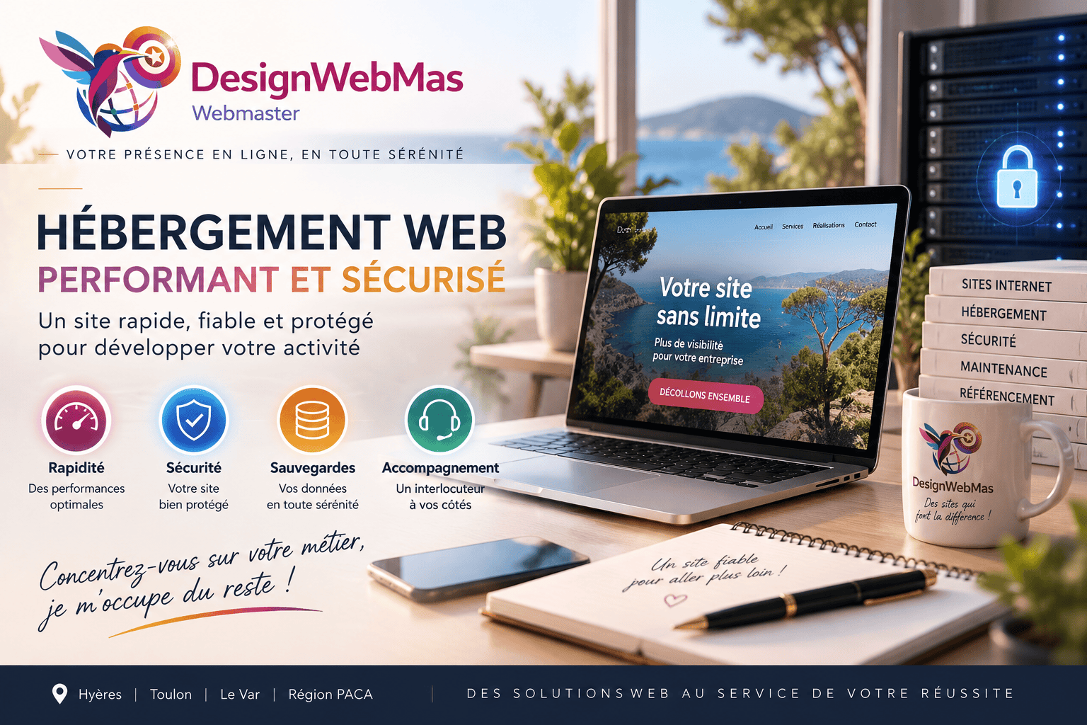 Hébergement web performant et sécurisé DesignWebMas à Hyères