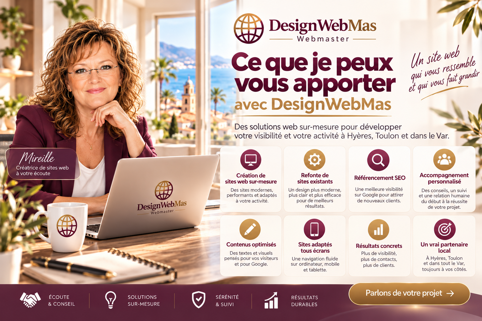 DesignWebMas, création de sites web professionnels à Hyères dans le Var pour entreprises, artisans et indépendants.