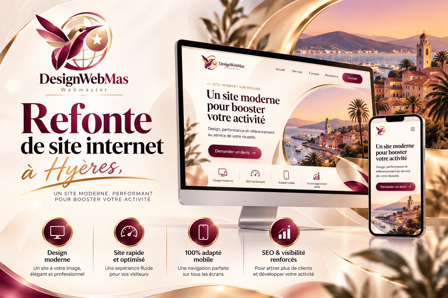 DesignWebMas, création de sites web professionnels à Hyères dans le Var pour entreprises, artisans et indépendants. POUR REFONTE