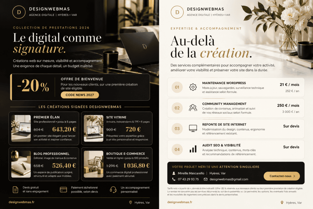 DesignWebMas Hyères Hyères Élégance -20 % Catalogue