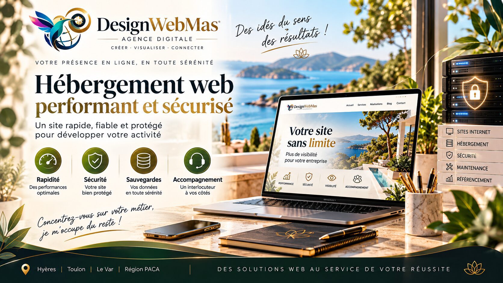 Hébergement web performant et sécurisé DesignWebMas à Hyères
