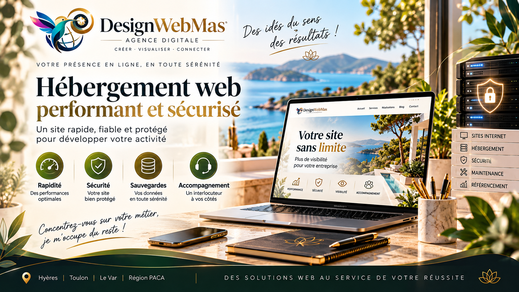 Hébergement web performant et sécurisé DesignWebMas à Hyères