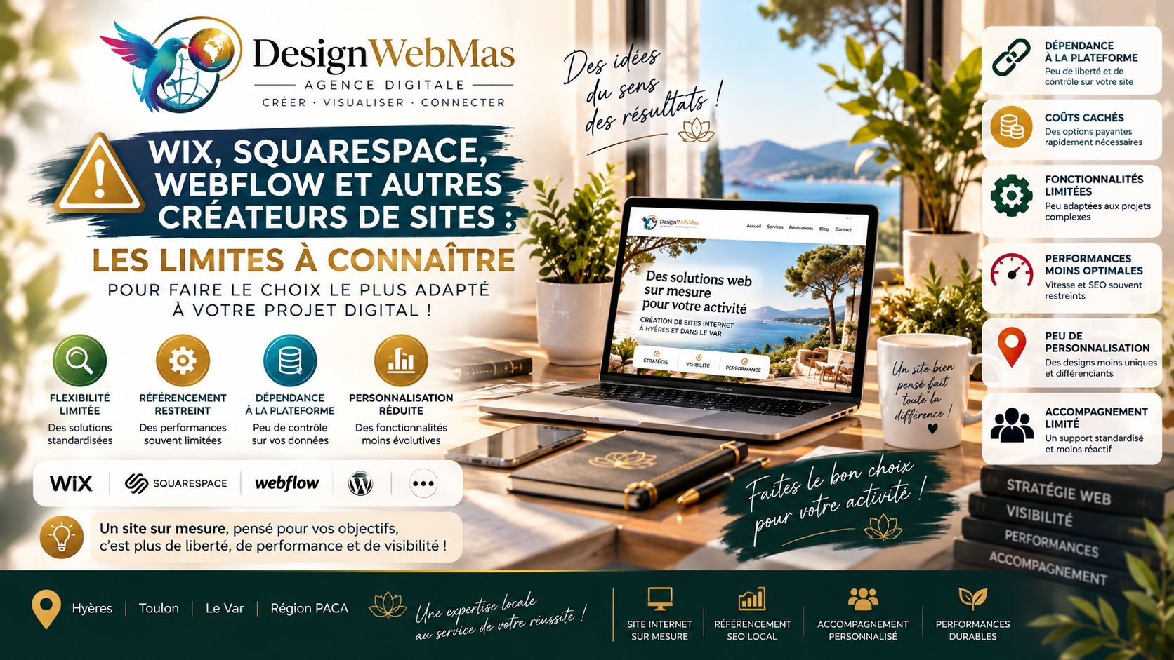 Wix, Squarespace,Webflow les risques à connaître DesignWebMas